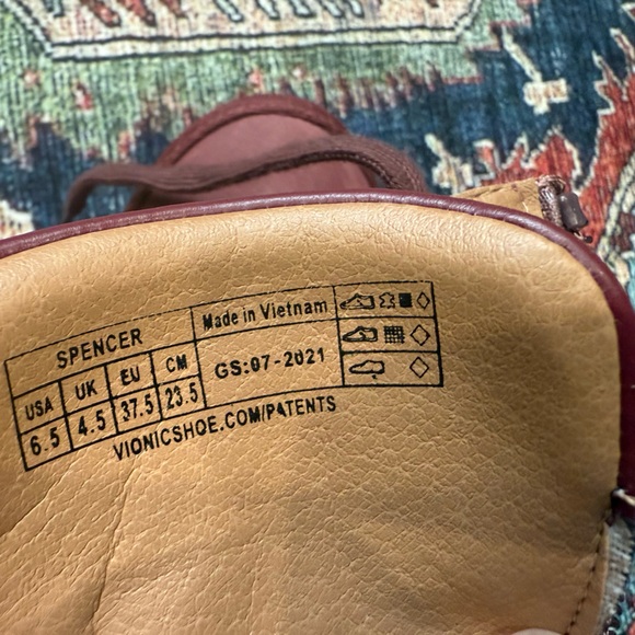 Vionic Womens Spencer Burgundy Combat Boots Size 6.5 Medium (B, M) - Picture 4 of 16